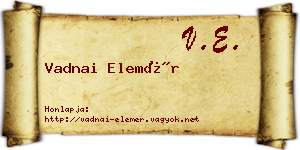 Vadnai Elemér névjegykártya